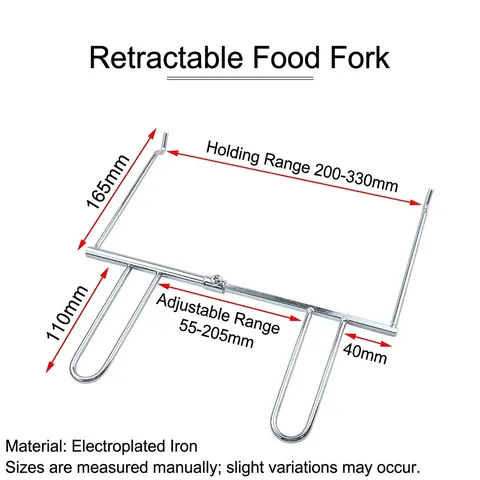 Adjustable Oven Rotisserie Lifter Tool For Air Fryer Electroplated Iron Heat Resistant Food Grabbing Fork Handle Accessory