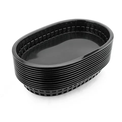 Plastic Fast Food Basket Oval Mesh Serving Basket For Restaurant Picnic Bread Fries Fruit Storage Basket Serving Tray