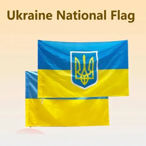 Ukraine Flagge Haltbares Polyester Nationalbanner Mit Wappen Große Größe Zweifarbig Blau Und Gelb Outdoor Dekoration