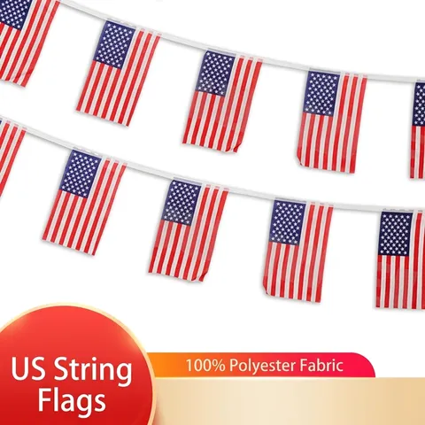 US Flagge Wimpelkette Patriotische Sterne Und Streifen Girlande Unabhängigkeitstag Dekoration Polyester Party Bar Outdoor Banner