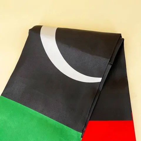 Libyen Nationalflagge Großes Banner Satin Polyester Gewebe Mit Gold Quasten Libyen Staatsflagge Für Festival Dekoration Innen Außen Feier
