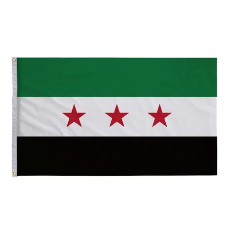 Syrien Flagge Polyester Banner Grün Weiß Schwarz Drei Sterne Siebdruck Flagge Für Draußen Innen Feier Dekoration