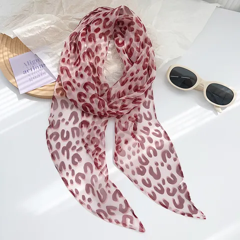 Damen Retro Leopardenmuster Polyester Scharf Mode Langer Band Scharf Schicker Halsscharf Für Den Alltag