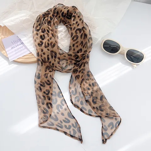 Damen Retro Leopardenmuster Polyester Scharf Mode Langer Band Scharf Schicker Halsscharf Für Den Alltag