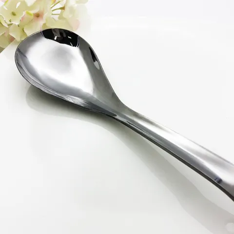 Stainless Steel Thickened Soup Spoon Korean Style Long Handle Large Porridge Rice Serving Spoon For Kitchen Home Dining