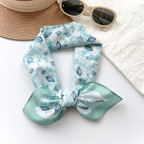 Cotton Square Scarf Korean Design Floral Printed Thin Bandana For Women Summer Sun Protection Neck Scarf Head Scarf Accessories