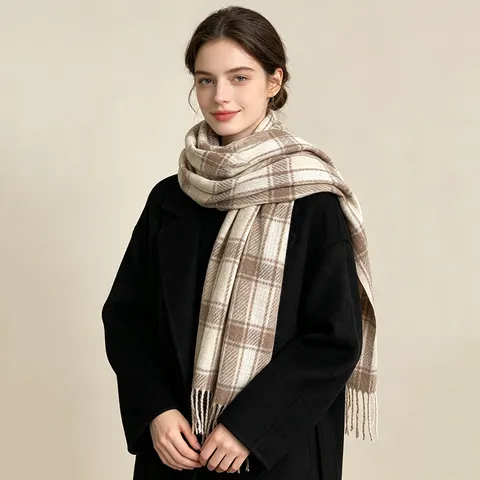 Koreaanse Stijl Geruite Sjaal Voor Dames Heren Winter Warm Zacht Groot Omslagdoek Met Kwastjes Veelzijdige Halswarmer