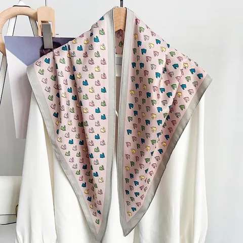 Women Elegant Satin Triangle Scarf With Colorful Pony Print Thin Breathable Scarf Neckerchief Fashion Head Accessory For Daily Decor
