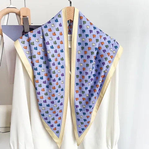 Women Elegant Satin Triangle Scarf With Colorful Pony Print Thin Breathable Scarf Neckerchief Fashion Head Accessory For Daily Decor