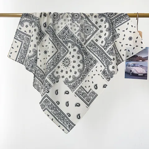Pañuelo Bandana de Algodón Cachemira Retro Americano Patrón de Flores de Anacardos Vintage Pañuelo Cuadrado para Mujer Decoración