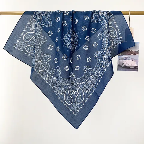 Pañuelo Cuadrado de Algodón con Estampado de Cachemira Vintage para Mujer Fino y Transpirable Pañuelo para el Cuello Moda Bandana