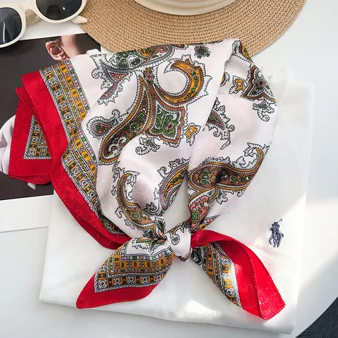 Vintage Paisley Jacquard Quadratisches Halstuch Für Damen Dünnes Satin Halstuch Bohemian Style Kopftuch Weiches Dekoratives Taschentuch