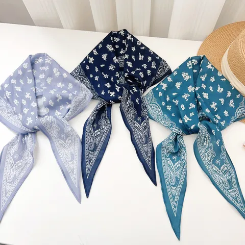 Vintage Paisley Printed Cotton Scarf For Women Fashion Diamond Shape Headband Versatile Floral Cotton Bandana Hair Scarf