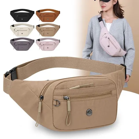Fashion Women Nylon Chest Bag Lightweight Sport Waist Bag Casual Travel Shoulder Bag Commuter Crossbody Fanny Pack Belt Bag