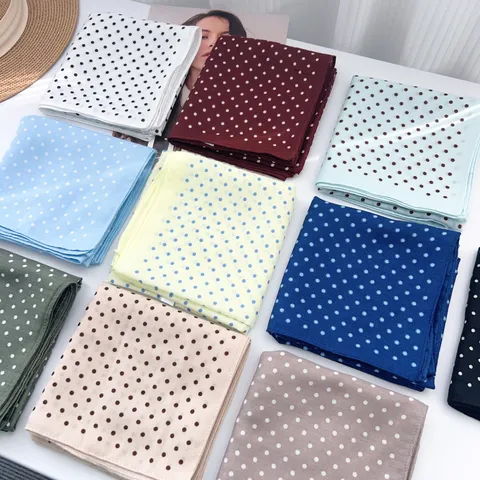 Korean Sweet Polka Dot Small Square Scarf Candy Color Lightweight Breathable Neck Scarf For Women Fashion Printed Polyester Headband Scarf