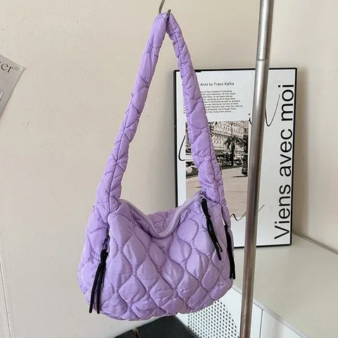 Donna Moda Casual Nylon Puffer Tote Bag Grande Capacità Plissettato Cloud Borsa a Tracolla Commuter Crossbody
