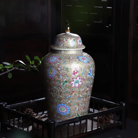 Barattolo di Tè in Ceramica Vintage Stile General Jar Con Coperchio Ermetico Retro Floreale Smalto Porcellana Contenitore per Alimenti Cucina Decorazione Regalo
