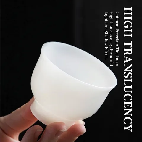 Handmade Dehua White Porcelain Tea Cup Zen Suet Jade Ceramic Kung Fu Tea Master Cup For Home Office Banquet Gift