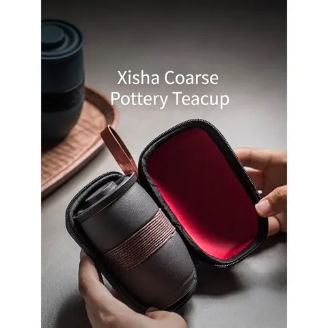 Japanese Matte Ceramic Tea Cup With Infuser And Lid Heat Insulated Hemp Rope Wrap Mug For Office Travel Portable Infuser Cup