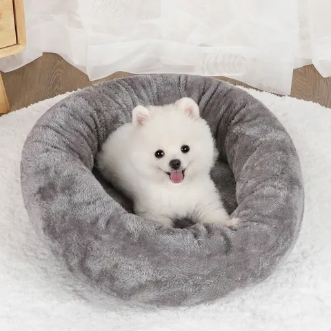 Round Doughnut Pet Bed Soft Polar Fleece Plush Dog Cat Bed Winter Warm Comfortable Sleeping Mat For Dogs Cats
