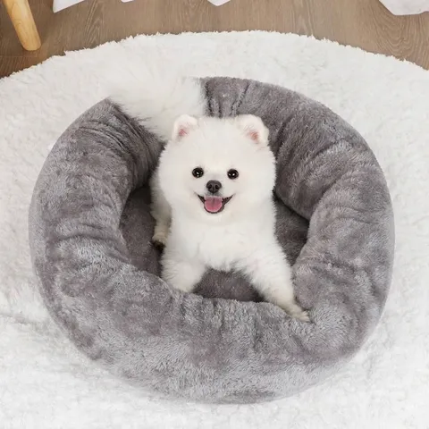 Round Doughnut Pet Bed Soft Polar Fleece Plush Dog Cat Bed Winter Warm Comfortable Sleeping Mat For Dogs Cats