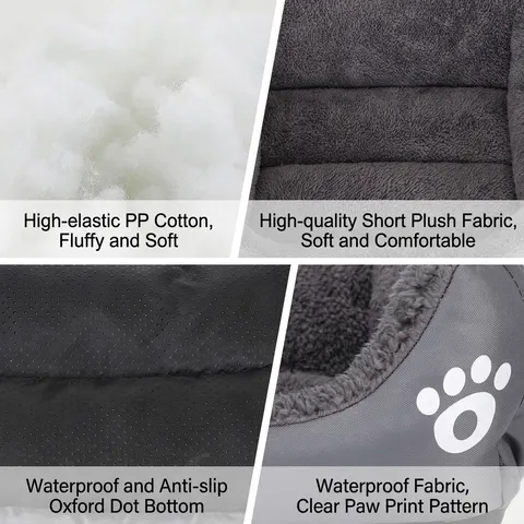 Printed Pet Bed Warm Plush Dog Nest Candy Colors Anti-Slip Bottom Paw Pattern Cat Bed Winter Cushion For Large Medium Dogs Cats