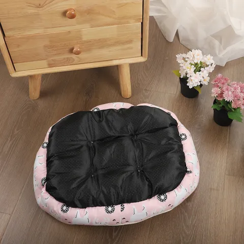 Summer Breathable Pet Bed Cooling Sandwich Mesh Mat Cartoon Printed Cat Dog Cushion Soft Kennel For Small Medium Pets
