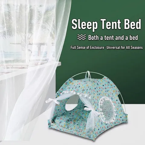 Pastoral Pet Tent Bed For Small Dogs Cats Washable Summer Cooling House Breathable Kitten Tent With Removable Mat Floral Pattern