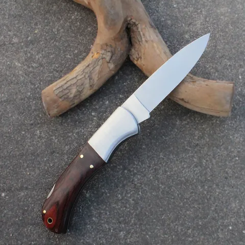 Couteau Pliant Classique Allemand en Acier Inoxydable Avec Manche en Bois Coloré Couteau de Poche Tranchant pour Camping Extérieur Maison