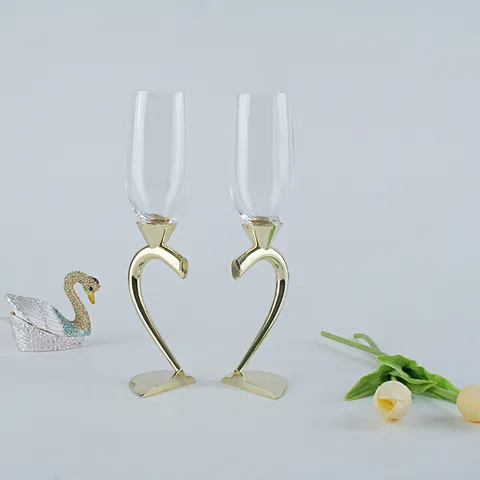Kristallglas Rotweingläser Herzform Champagner Set Hochzeit Party Geschenk Kelch Champagnerflöten