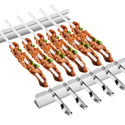Edelstahl Wellenförmige Grillspieße Und Gestell Kit Zum Grillen Von Fleisch Hähnchenflügeln Mit Aufbewahrungstasche Für Outdoor Party