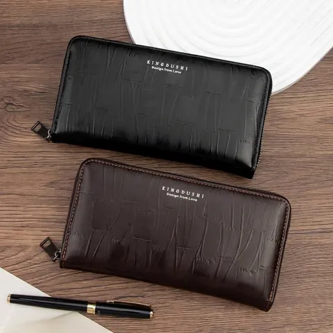 Men Business Long Clutch Bag Large Capacity PU Leather Zipper Wallet Multi-card Slot Phone Bag Document Organizer Purse