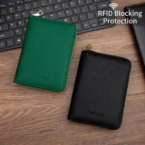 Porta Passaporto in Pelle PU a Grana Litchi con Protezione RFID Portafoglio da Viaggio Portatile con Cerniera Organizzatore Documenti per Uomo Donna