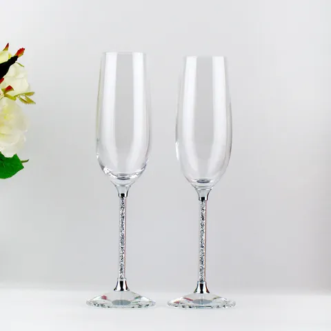 Flauta de Champaña de Lujo con Diamantes de Imitación Copa de Vidrio de Cristal Transparente para Boda Fiesta Banquete Bar Casa