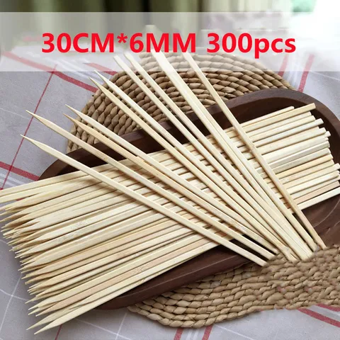Broches à barbecue en bambou plat durables pour les grillades en plein air