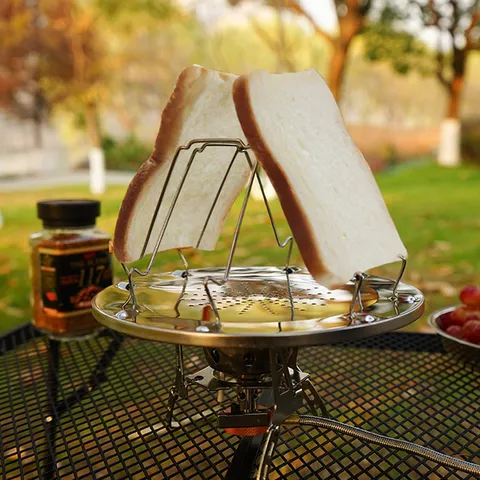 Draagbaar Opvouwbaar Roestvrij Stalen Toastrek Buiten Camping Picknick Broodroosterrek Voor Gasfornuis Keukengereedschap