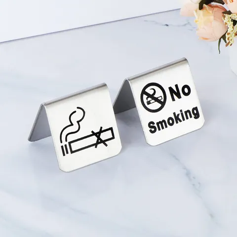 Stainless Steel Table Number Sign Double Sided Restaurant Desk Number Sign No Smoking Sign Hotel Cafe Supplies