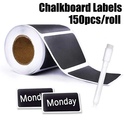 Removable PVC Chalkboard Labels Waterproof Matte Black Jar Stickers For Kitchen Pantry Storage Organization Writing Labels With Chalk Pen