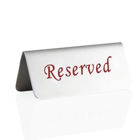 Placa de Mesa Reservado de Acero Inoxidable Señal de No Fumar Doble Cara para Restaurante Hotel Marcador de Mesa Estilo Tienda