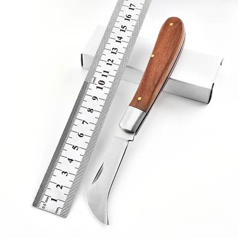 Navaja Plegable de Acero Inoxidable Con Mango de Madera Maciza Para Acampada Al Aire Libre Electricista Cuchillo de Fruta