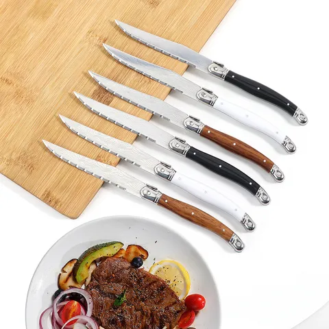 Stainless Steel Steak Knife With Serrated Blade Plastic Handle Western Table Knife For Kitchen And Dining