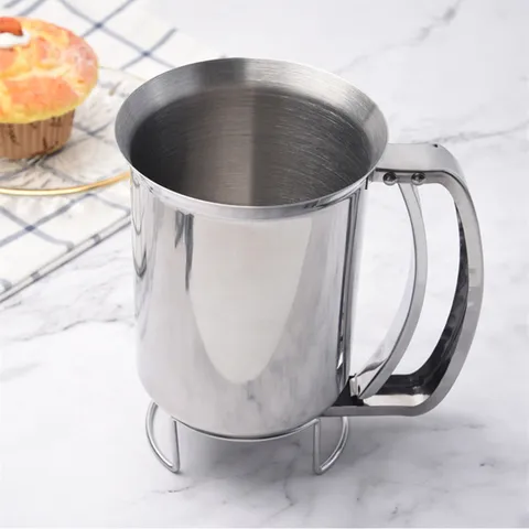 430 Edelstahl Manueller Teigspender Trichter Mit Ständer Für Kuchen Pfannkuchen Muffins Cupcake Backen Küchenwerkzeug
