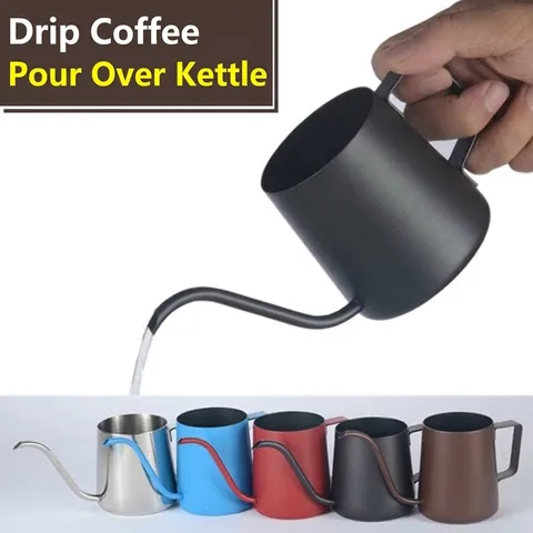 Stainless Steel Gooseneck Pour Over Coffee Kettle Manual Drip Coffee Pot With Ergonomic Handle Small Capacity Drip Kettle For Home Cafe Office Kitchen