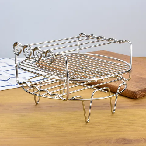 Edelstahl Heißluftfritteuse Zubehör Grillrost Dampfgestell Brot Toast Halter Grillspieße Metall Kühlgitter Für Kochen Backen Küchenhelfer