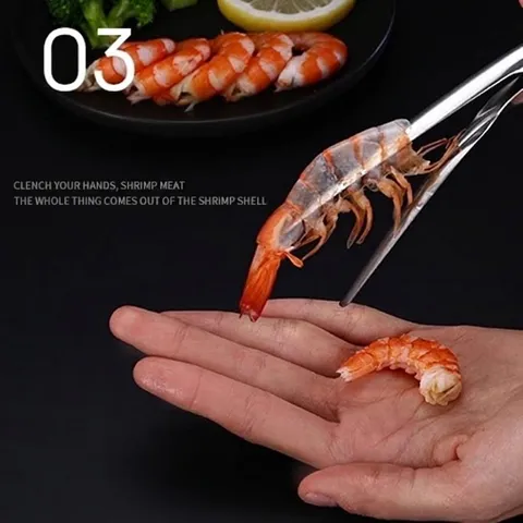 Décortiqueur de Crevettes en Acier Inoxydable 304 Outil Manuel pour Enlever la Carapace des Crustacés de Cuisine Portable