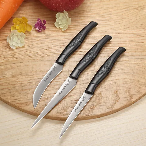 Professional 3-Piece Stainless Steel Chef Carving Knife Set With ABS Eagle Pattern Handle Sharp Fruit Garnishing Tools