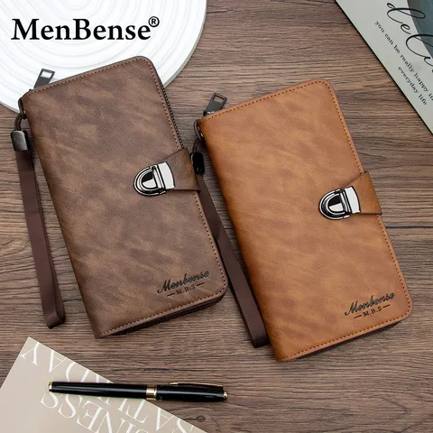 Portafoglio Lungo da Uomo in Pelle PU Business Pochette a Mano Grande Capacità Multi Slot per Carte Chiusura in Metallo