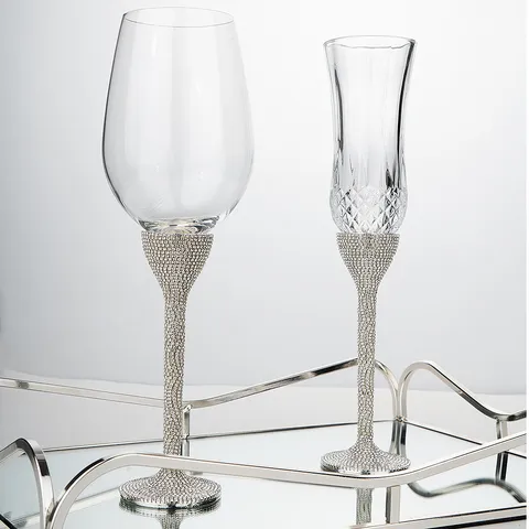 Luxury Handmade Rhinestone Stem Wine Glass Glass Champagne Flute Gift For Wedding Banquet Sparkling Crystal Drinkware Glass
