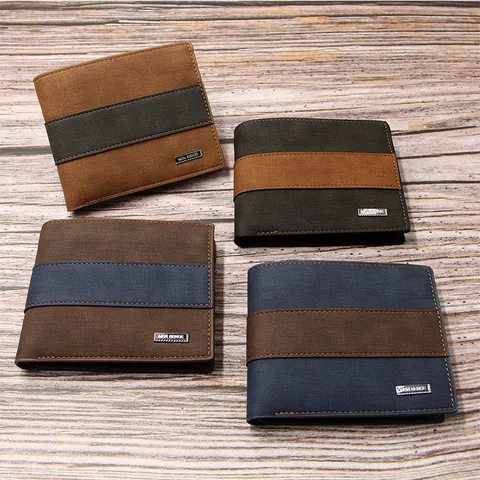 Cartera Corta Retro para Hombre de Cuero PU Esmerilado Múltiples Ranuras para Tarjetas Gran Capacidad Tríptica Casual Moda Clip de Dinero Masculino