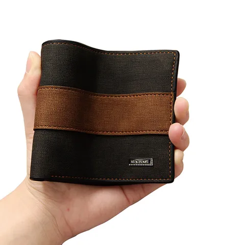 Cartera Corta Retro para Hombre de Cuero PU Esmerilado Múltiples Ranuras para Tarjetas Gran Capacidad Tríptica Casual Moda Clip de Dinero Masculino